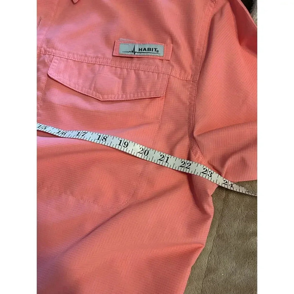 Habit Outdoors 40+ Solar Factor Button Up Shirt Size Medium Salmon Fishing - Picture 6 of 6